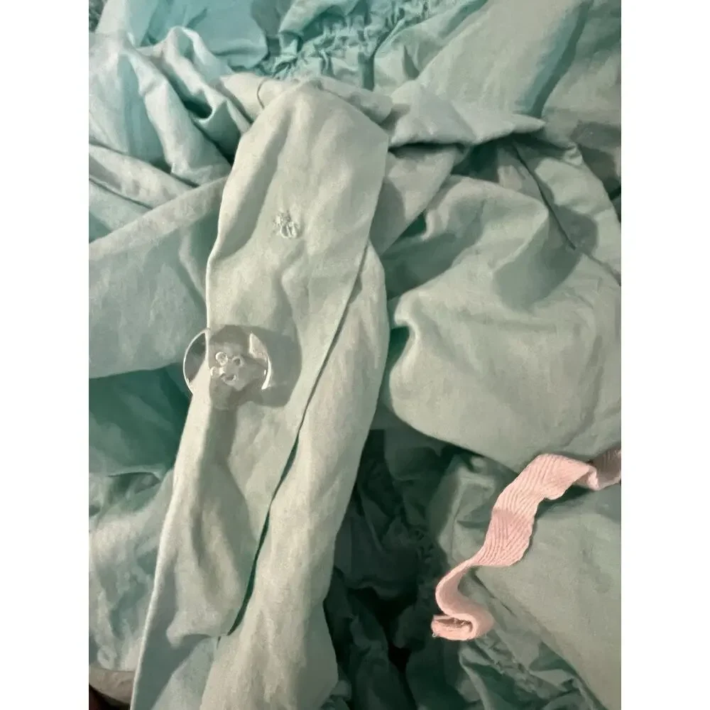 Pottery Barn Teen Ruched Rosette Duvet Cover Teal 100% Organic Cotton Twin